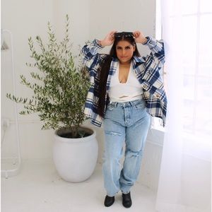 Blue oversized shacket